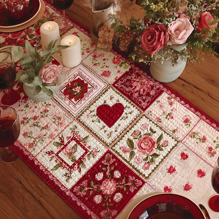 Camino de mesa acolchado — Corazón de la Casa de la Rosa Rosa