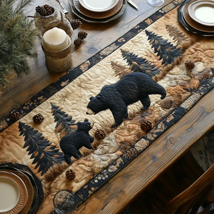 Camino de mesa acolchado — Familia de Osos Negros
