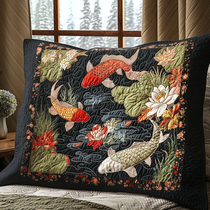 Funda de Almohada Acolchada Elegancia Koi Japonés
