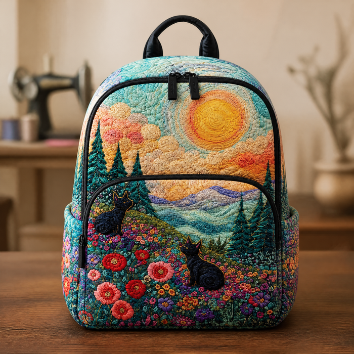 Mochila acolchada — Flores y montañas