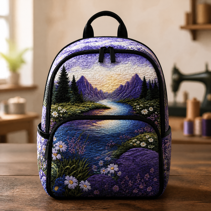 Mochila acolchada — Flores y montañas