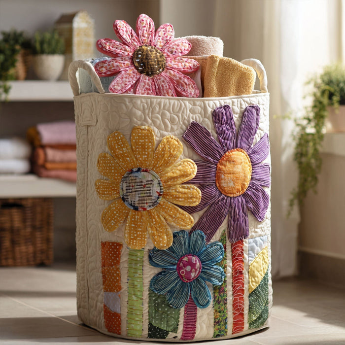 Canasto de ropa acolchado — Floral Antiguo