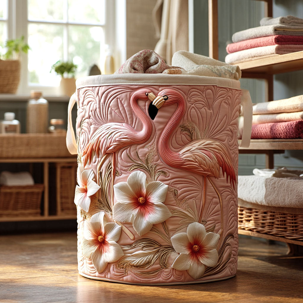 Canasto de ropa acolchado — Flamenco en Flor