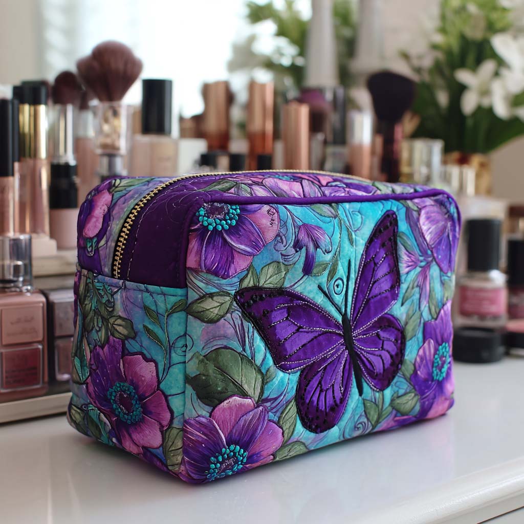 Neceser acolchado — Mariposas en Flor II