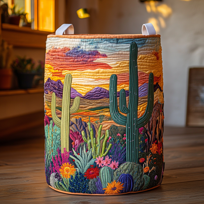 Canasto de ropa acolchado — Vista de Cactus