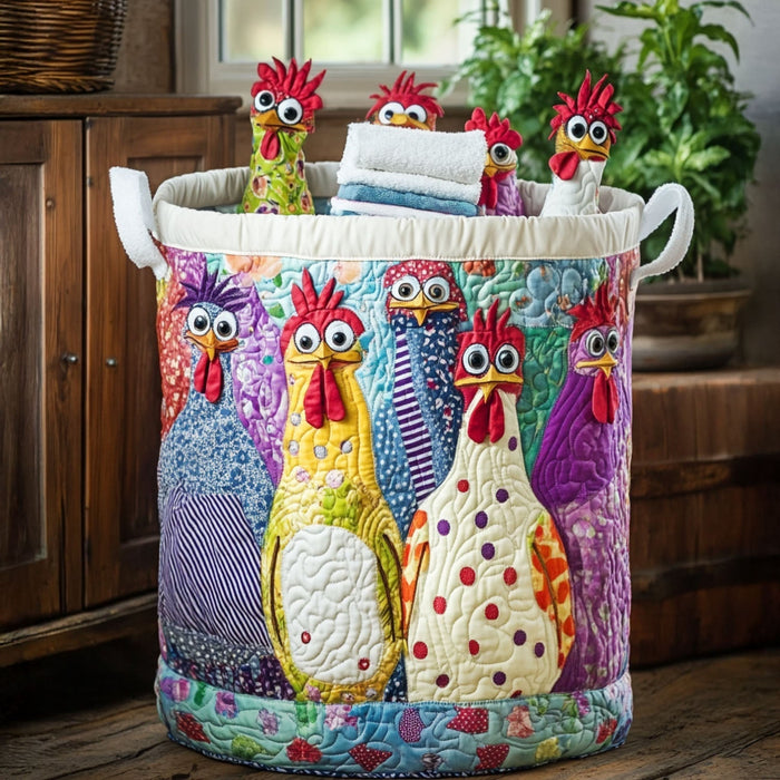 Canasto de ropa acolchado — Gallinas con Estilo