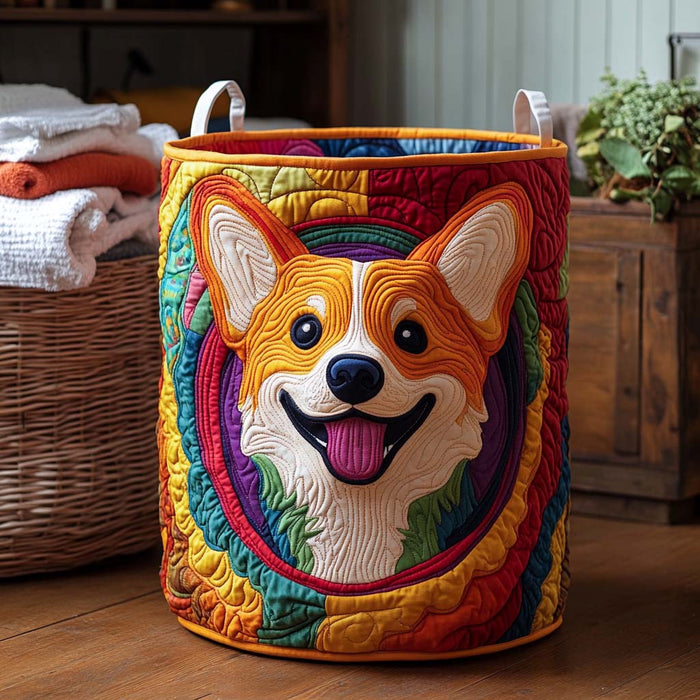 Canasto de ropa acolchado — Corgi de Colores