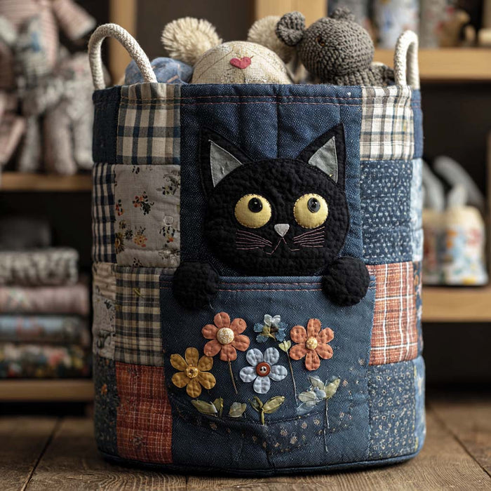 Canasto de ropa acolchado — Gatito de Jean