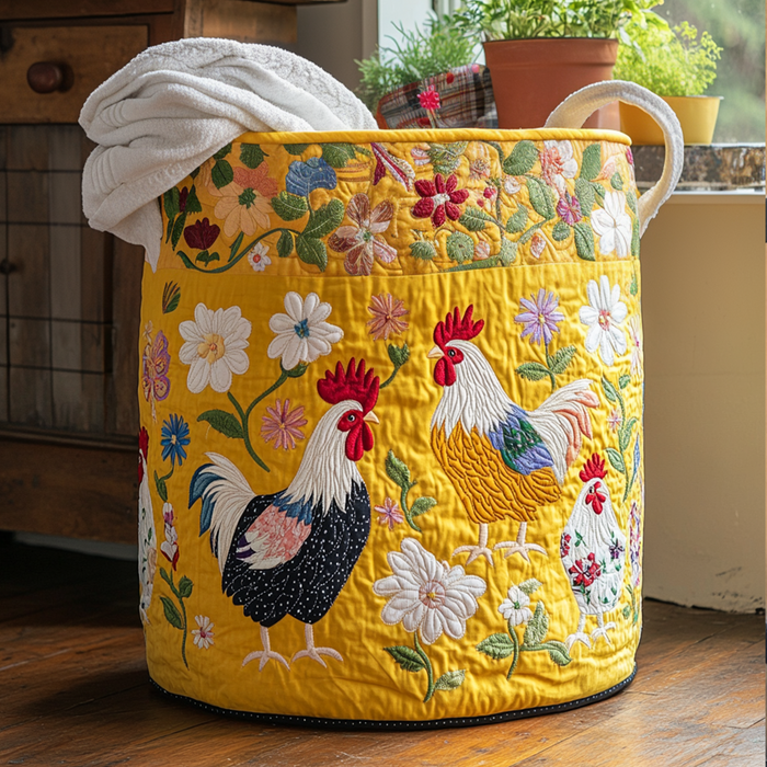 Canasto de ropa acolchado — Bandada Floral