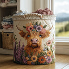 Canasto de ropa acolchado — Vaca Highland Floral