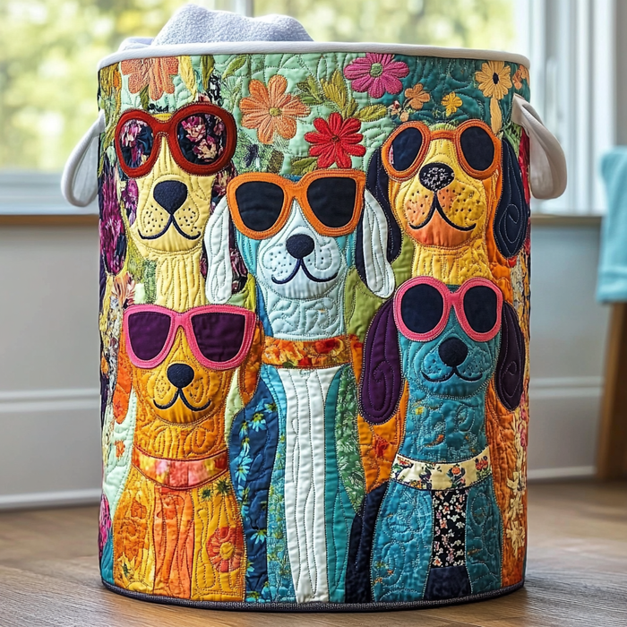 Canasto de ropa acolchado — Perros Felices