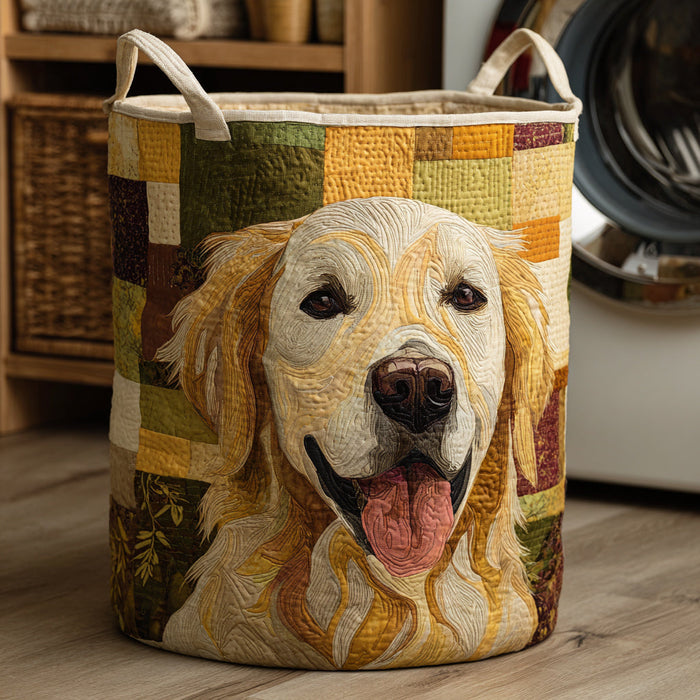 Canasto de ropa acolchado — Golden Retriever Feliz