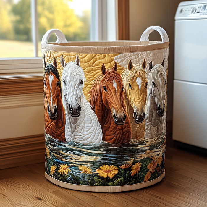 Canasto de ropa acolchado — Caballo en Flor