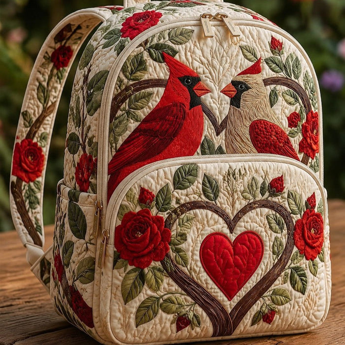Mochila acolchada — Pájaros Rojos y Rosas