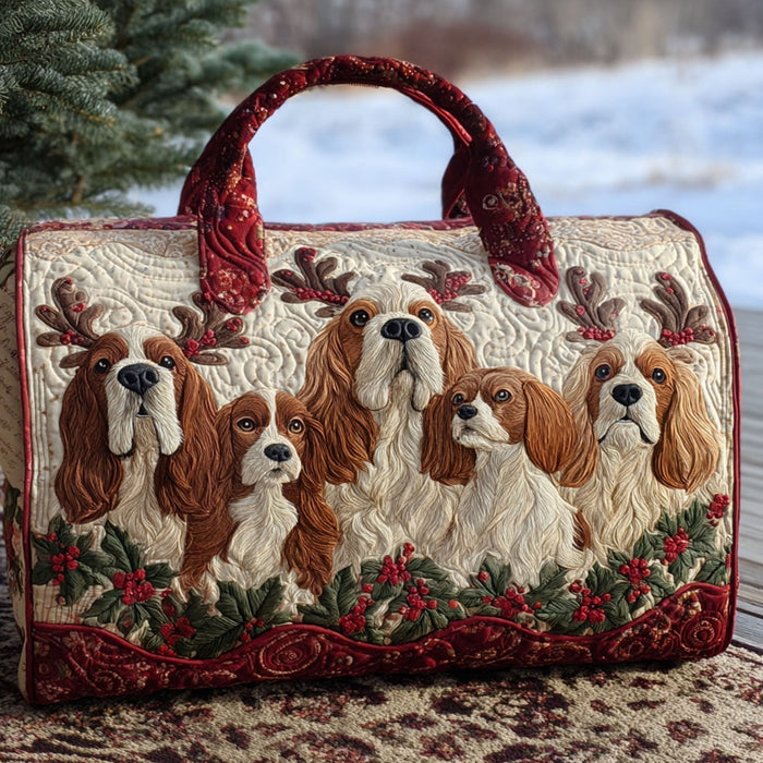 Bolso duffle acolchado — Cavalier con Astas y Hojas Navideñas