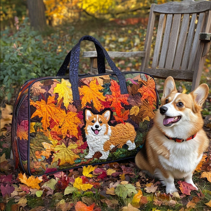 Bolso duffle acolchado — Corgi entre Hojas de Otoño