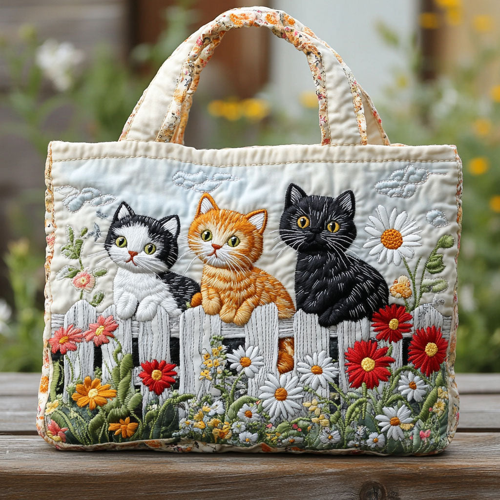 Bolso tote acolchado — Tres Gatitos en el Jardín
