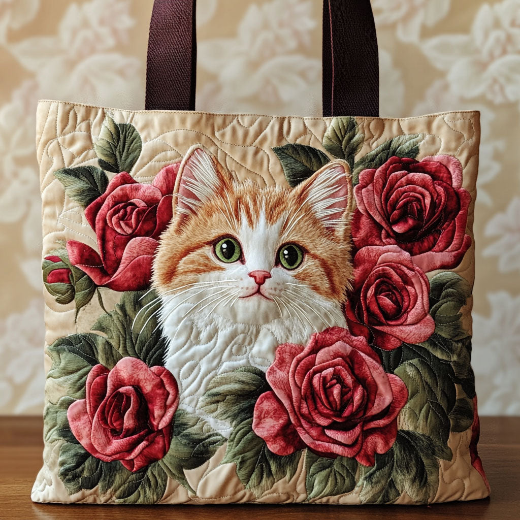 Bolso tote acolchado — Gato Naranja entre las Rosas