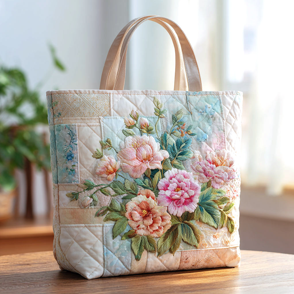 Bolso tote acolchado — Flores en Retazos
