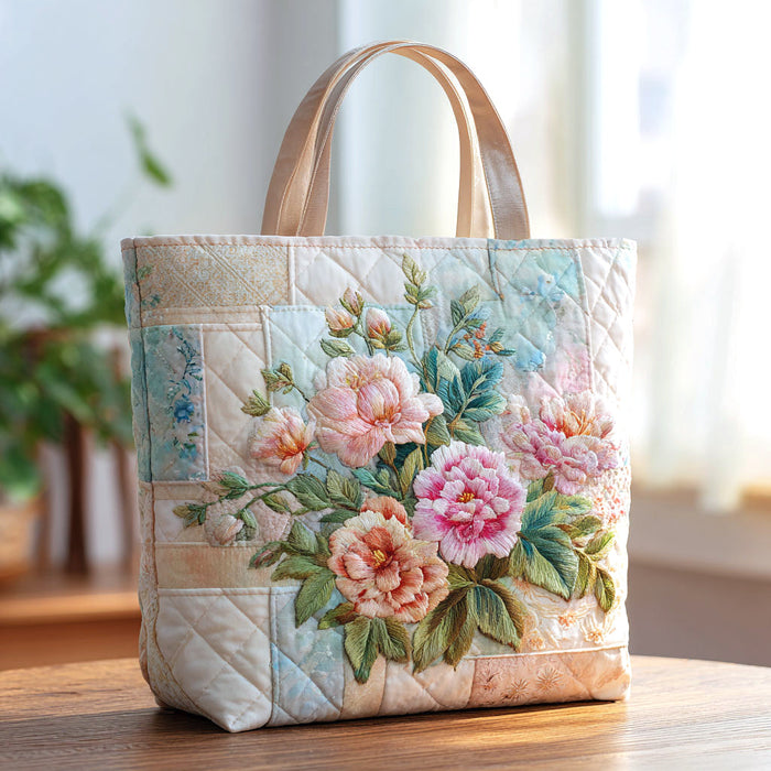 Bolso tote acolchado — Flores en Retazos