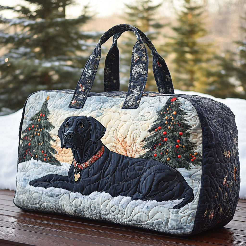 Bolso duffle acolchado — Labrador Negro en la Nieve