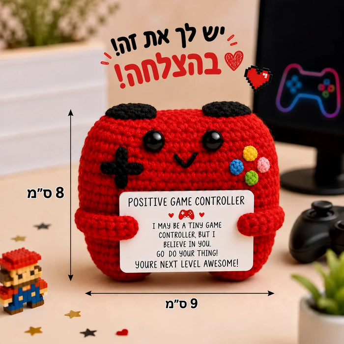 Joystick rojo tejido al crochet