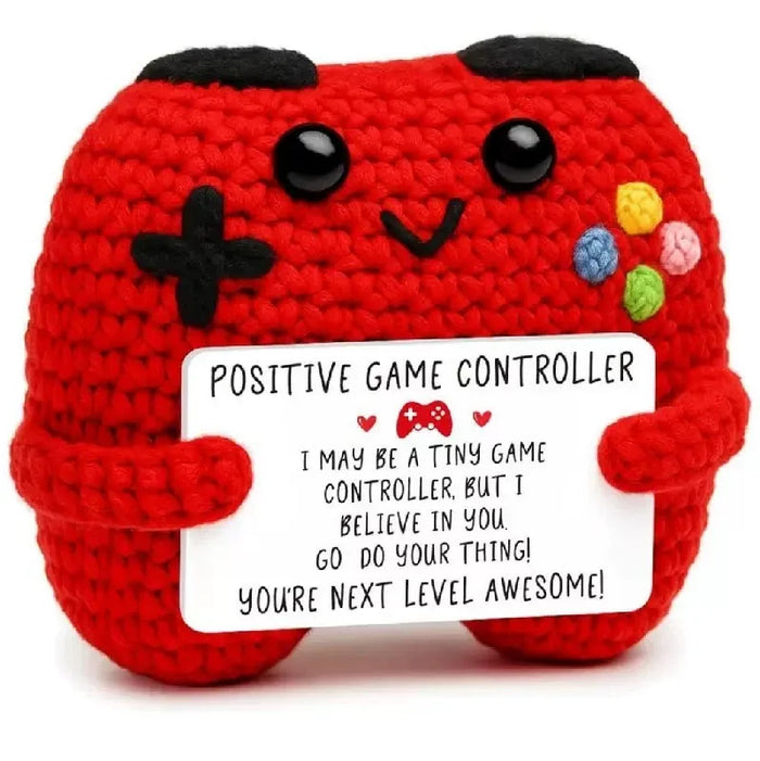 Joystick rojo tejido al crochet