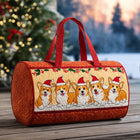 Bolso duffle acolchado — Corgi con Gorros sobre Fondo Naranja