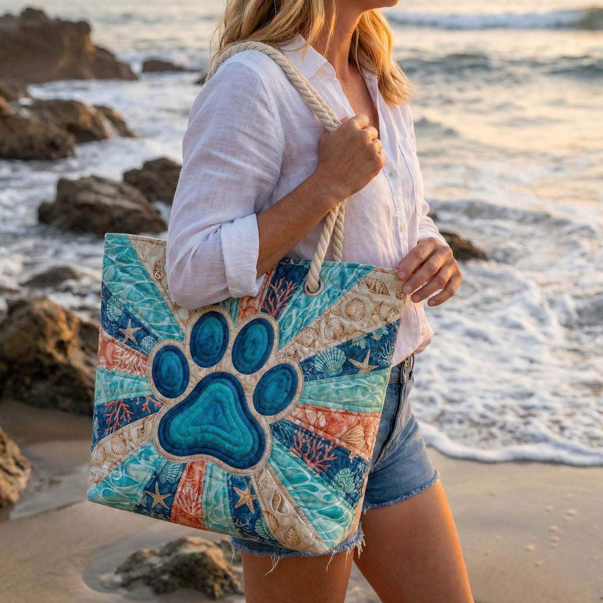 Bolso de playa artesanal — Estampa Étnica