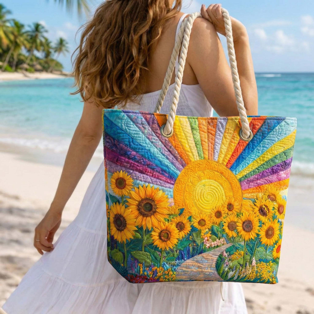 Bolso de playa artesanal — Sol de Arcoíris