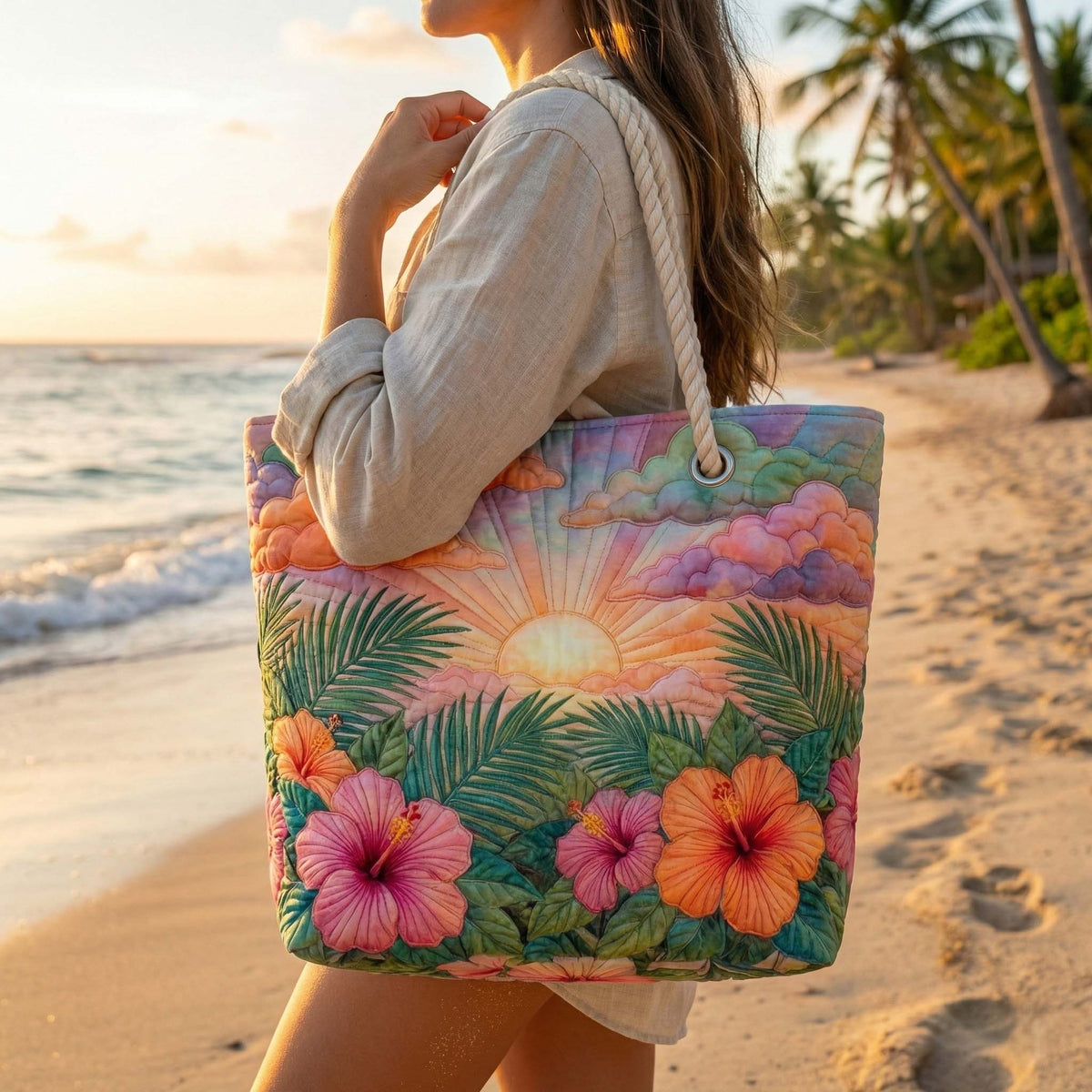 Bolso de playa artesanal — Amanecer Tropical