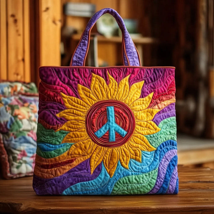 Bolso tote acolchado — Girasol Corazón Feliz