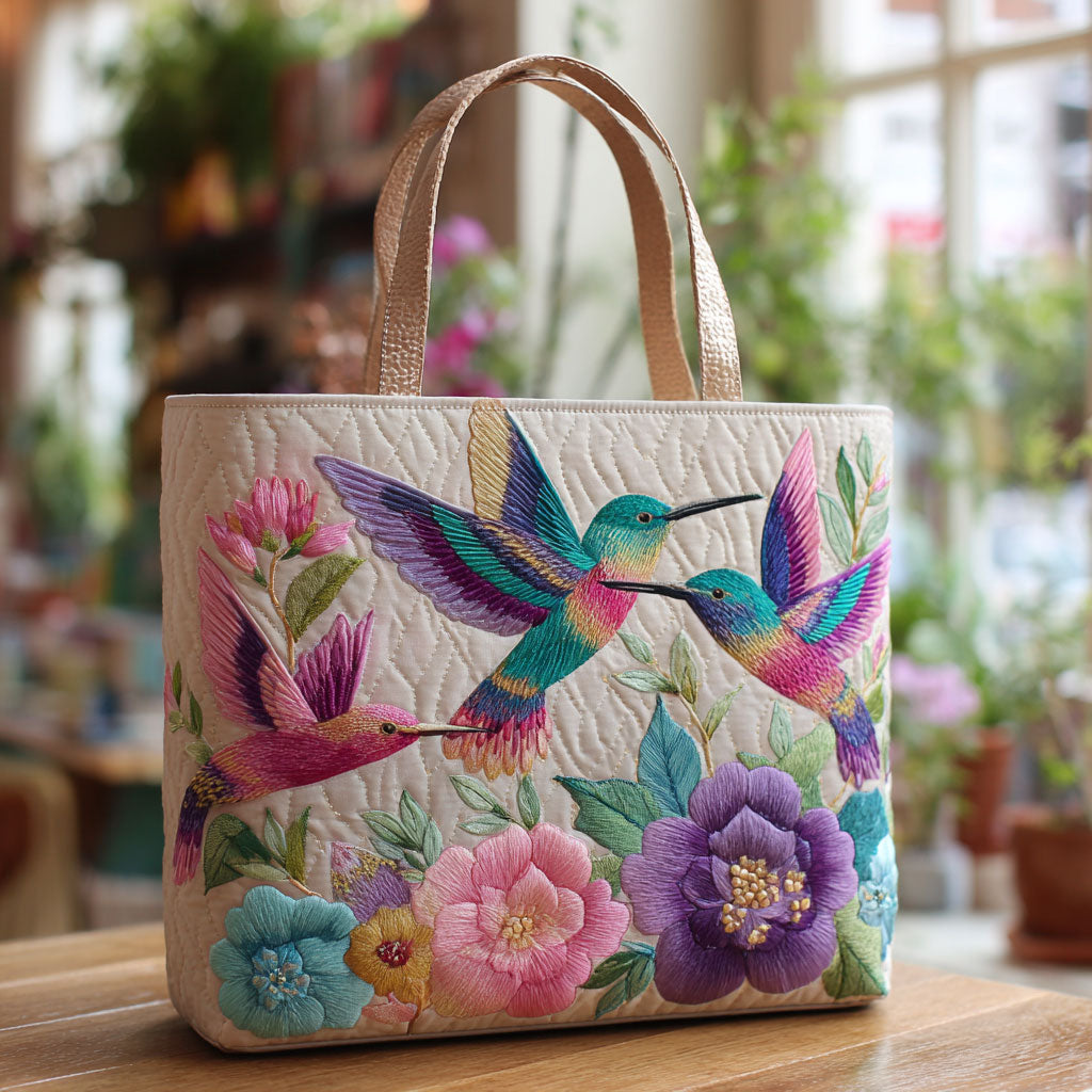 Bolso tote acolchado — Colibríes en el Jardín