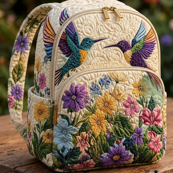 Mochila acolchada — Colibrí en el Campo de Flores