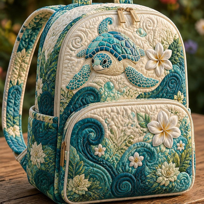 Mochila acolchada — Tortuga Marina y Plumeria