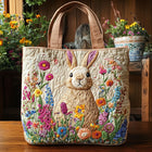 Bolso tote acolchado — Conejo en Jardín Florido