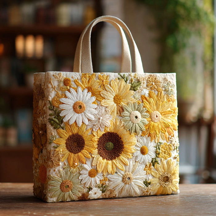 Bolso tote acolchado — Girasoles en la Pradera