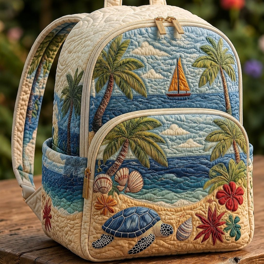 Mochila acolchada — Tortuga Marina en Playa Tropical
