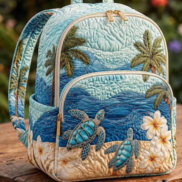 Mochila acolchada — Tortuga Marina y Palmeras