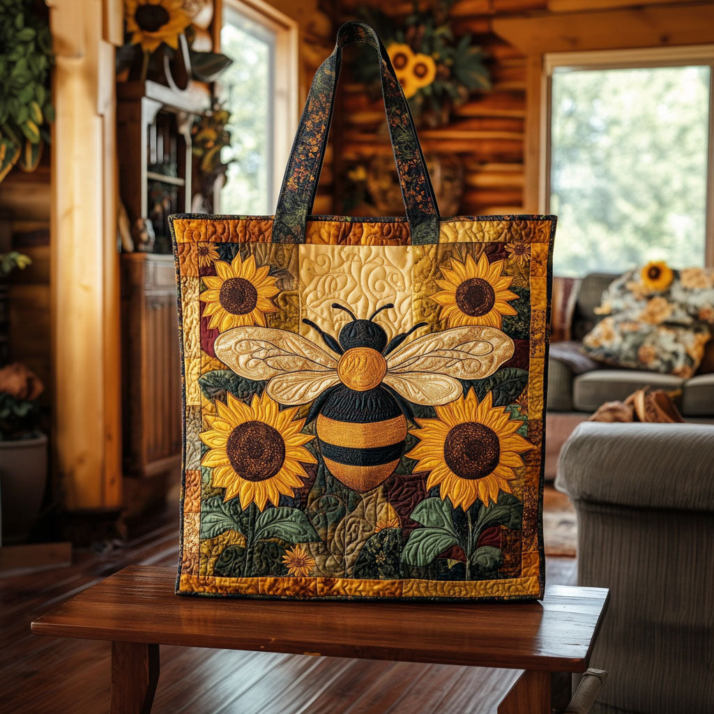 Bolso tote acolchado — Abeja y Girasoles