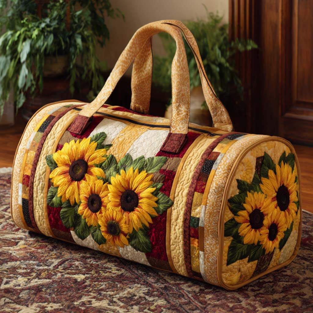 Bolso duffle acolchado — Girasoles con Luz Cálida