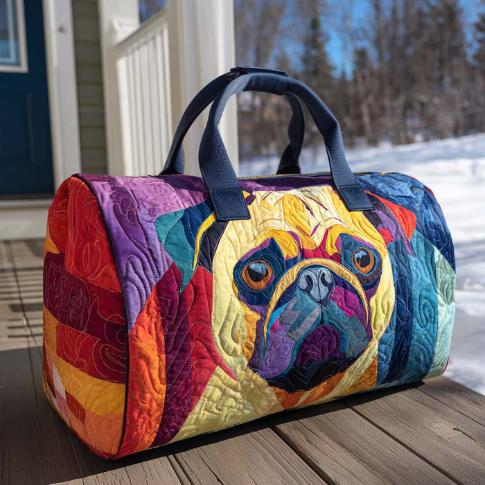 Bolso duffle acolchado — Pug sobre Retazos de Colores