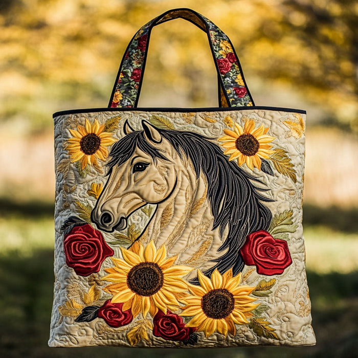 Bolso tote acolchado — Caballo Salvaje y Girasoles