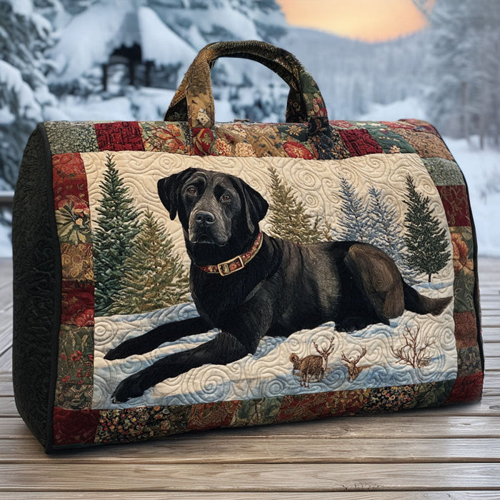Bolso duffle acolchado — Labrador Negro sobre la Nieve