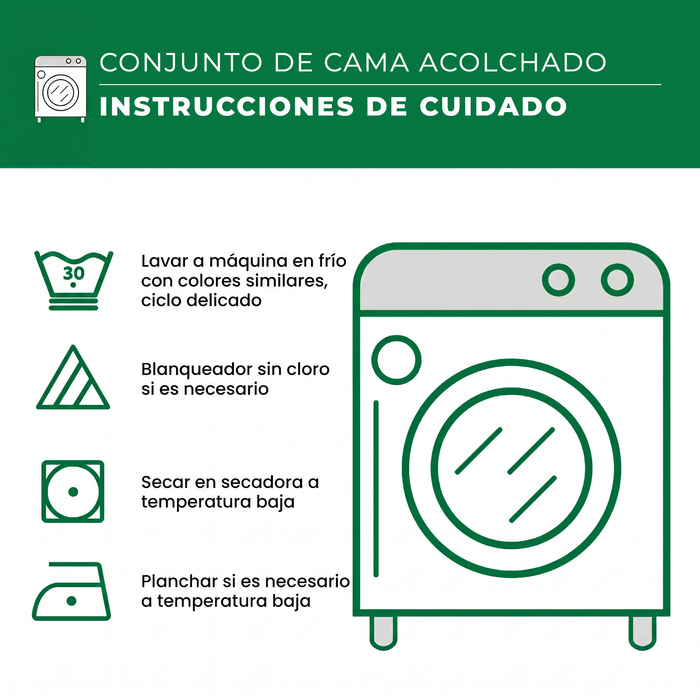 Conjunto de ropa de cama acolchada de 3 piezas — Hibisco Blanco