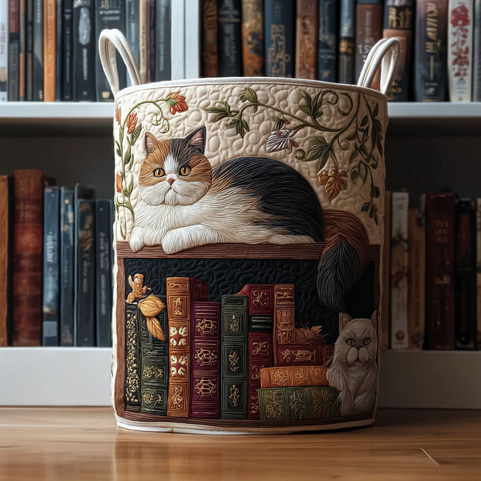 Canasto de ropa acolchado — Gato de Biblioteca