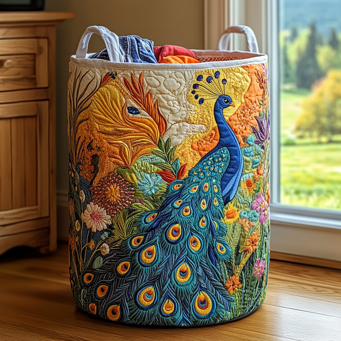 Canasto de ropa acolchado — Gloria del Pavo Real