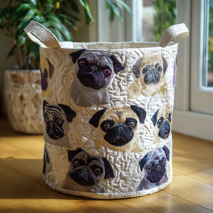 Canasto de ropa acolchado — Familia Pug