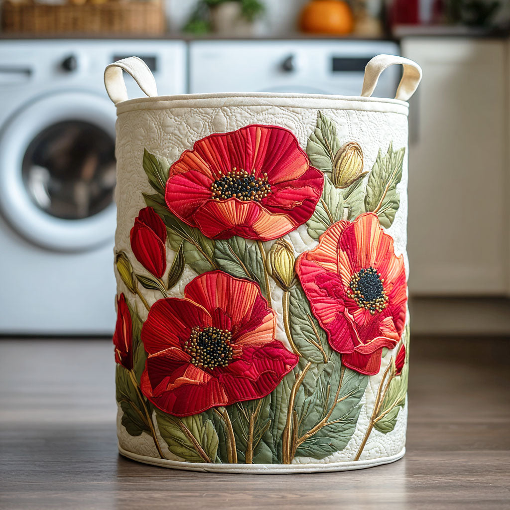 Canasto de ropa acolchado — Sueño de Amapolas