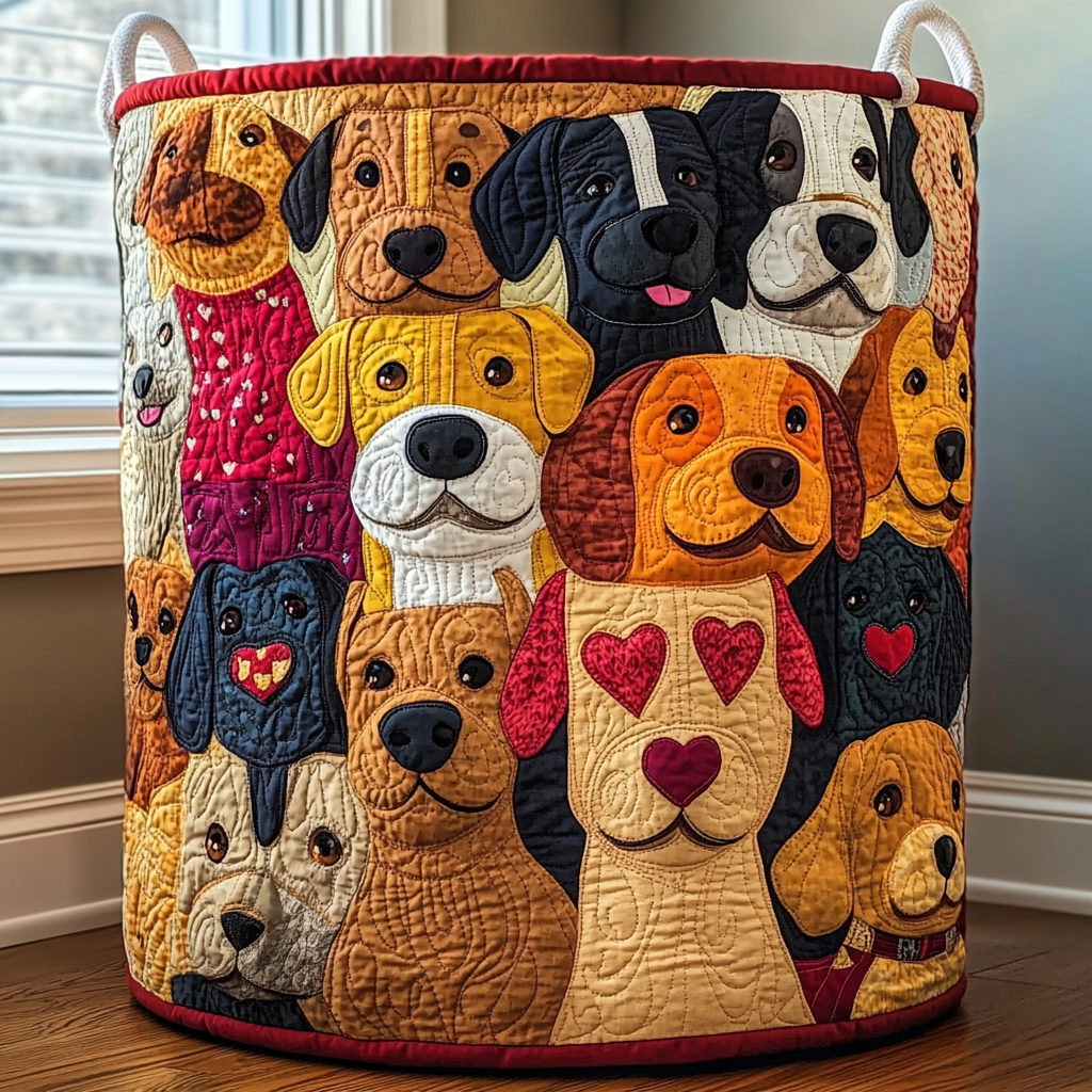 Canasto de ropa acolchado — Perros Sonrientes